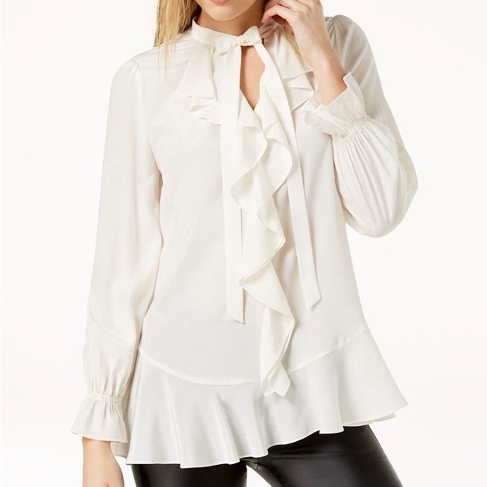 Silk Cream Ruffle Blouse